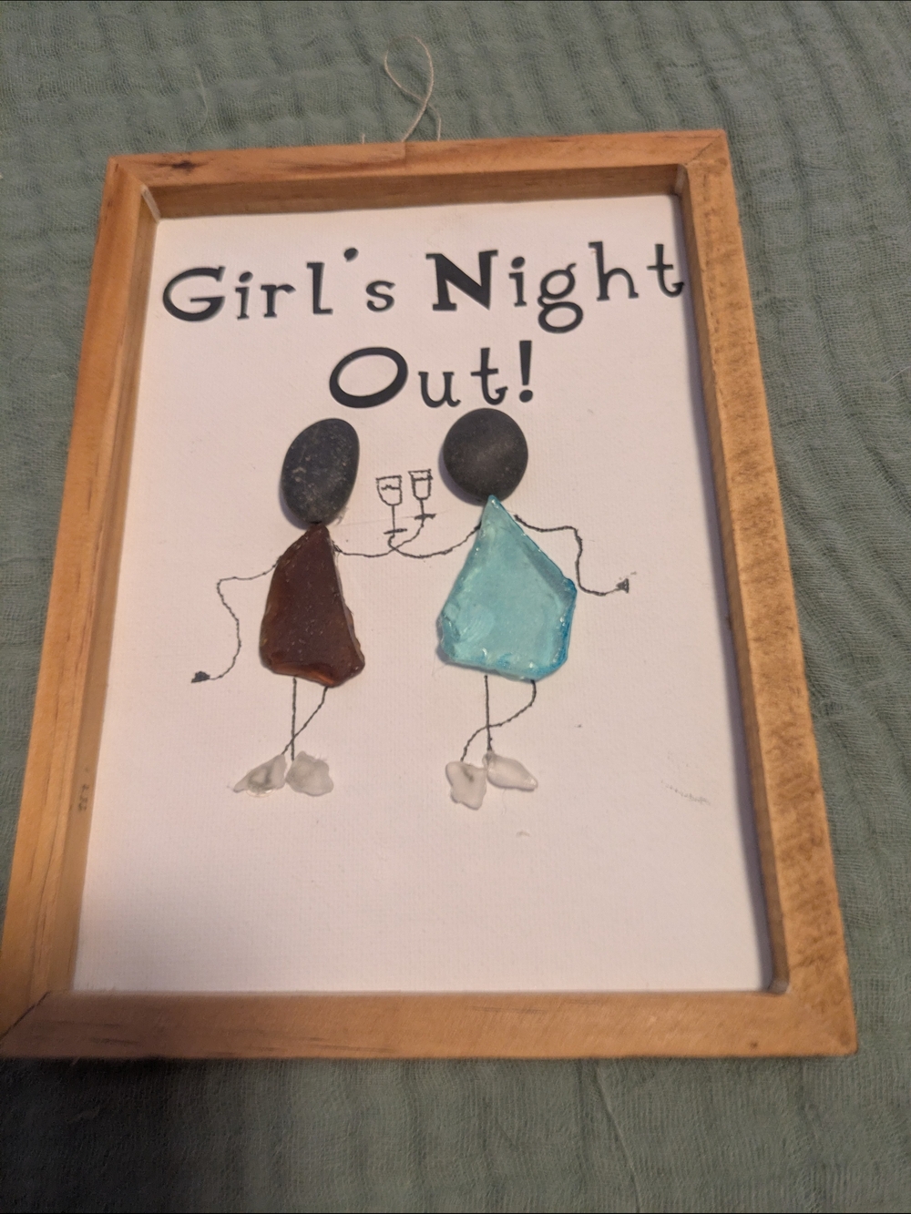 Girl's Night Out Wall Art - Brown & Light Blue Seaglass Design